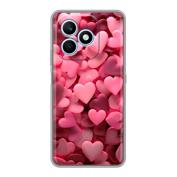 Силиконовый чехол на Honor X8d с принтом розовые сердечки Силиконовый чехол на Honor X8d с принтом розовые сердечки
