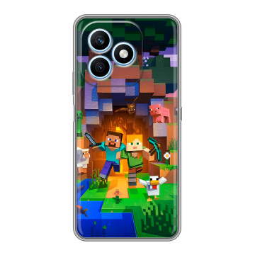 Силиконовый чехол на Honor X8d с принтом Майнкрафт Minecraft