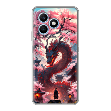 Силиконовый чехол на Honor X8d с принтом Дракон Японский Силиконовый чехол на Honor X8d с принтом Дракон Японский