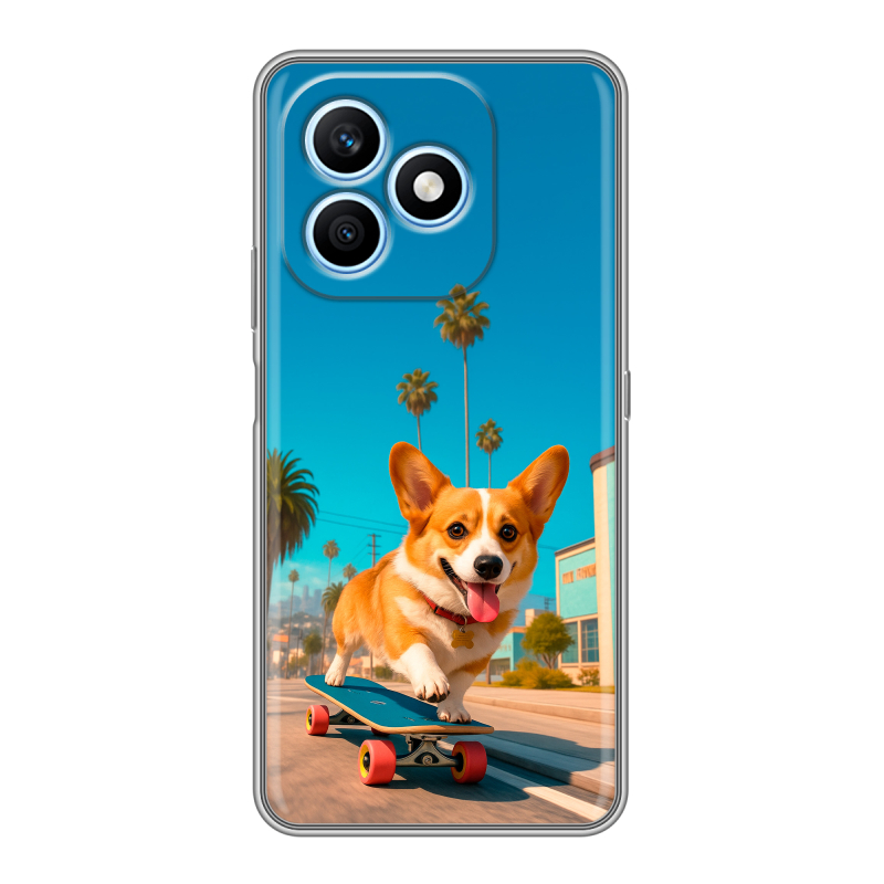Силиконовый чехол на Honor X8d с принтом Корги на скейте Силиконовый чехол на Honor X8d с принтом Корги на скейте
