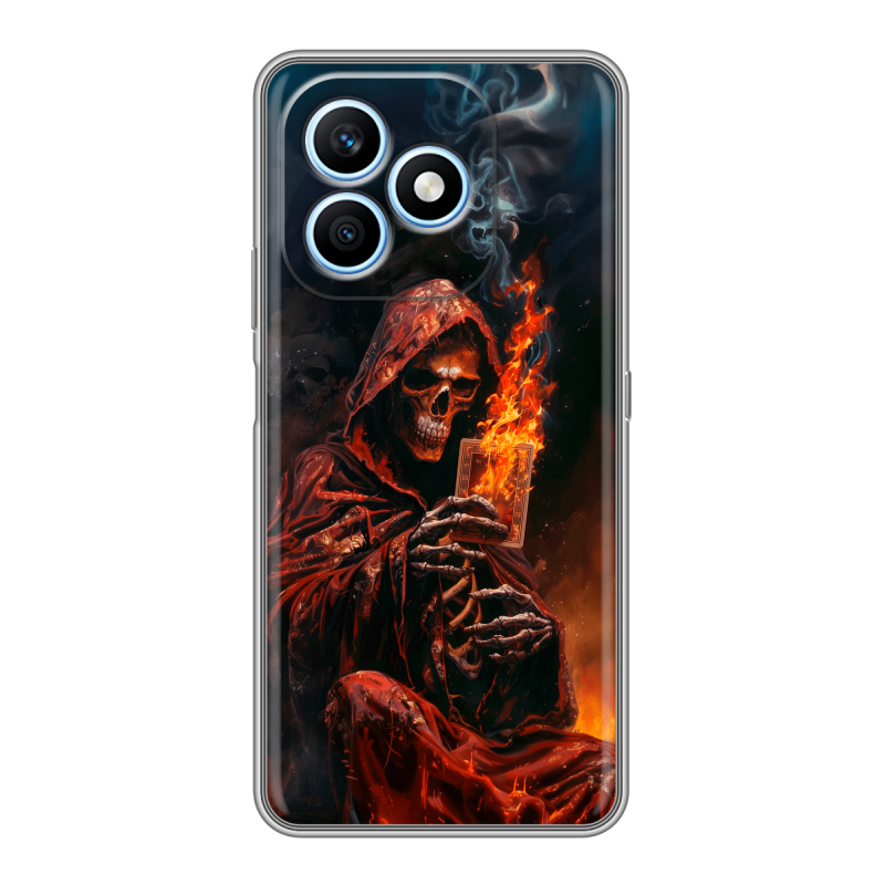 Силиконовый чехол на Honor X8d с принтом Скелет и карты Силиконовый чехол на Honor X8d с принтом Скелет и карты