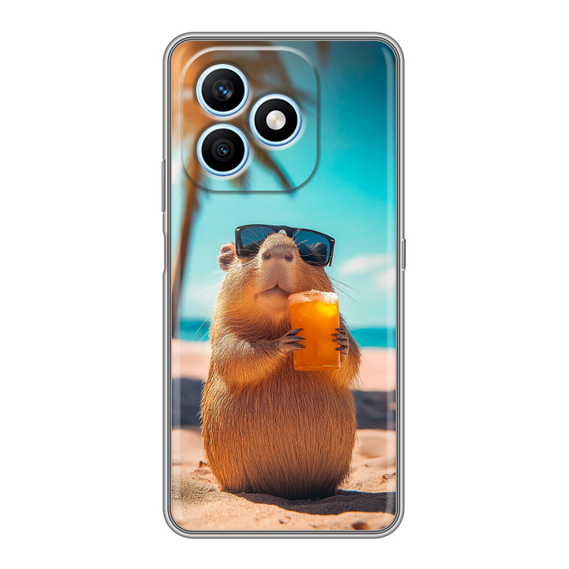 Силиконовый чехол на Honor X8d с принтом Капибара Силиконовый чехол на Honor X8d с принтом Капибара