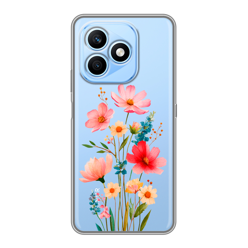 Силиконовый чехол на Honor X8d с принтом Цветы Силиконовый чехол на Honor X8d с принтом Цветы