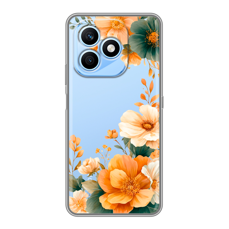 Силиконовый чехол на Honor X8d с принтом Цветы принт Силиконовый чехол на Honor X8d с принтом Цветы принт