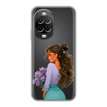 Силиконовый чехол на Huawei Nova 15 с принтом девушка цветы