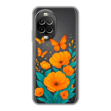Силиконовый чехол на Huawei Nova 15 с принтом цветы бабочки