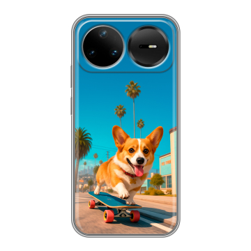 Силиконовый чехол на Huawei Nova 15 Pro с принтом Корги на скейте Силиконовый чехол на Huawei Nova 15 Pro с принтом Корги на скейте