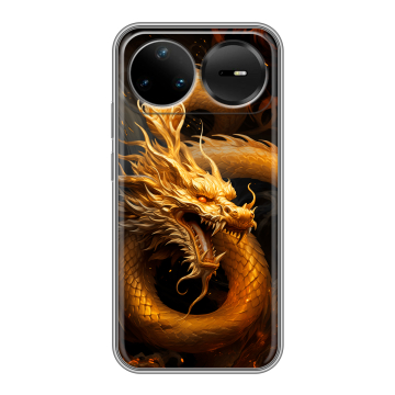 Силиконовый чехол на Huawei Nova 15 Pro с принтом Золотой дракон Силиконовый чехол на Huawei Nova 15 Pro с принтом Золотой дракон