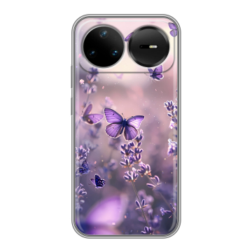 Силиконовый чехол на Huawei Nova 15 Pro с принтом бабочки и лаванда Силиконовый чехол на Huawei Nova 15 Pro с принтом бабочки и лаванда