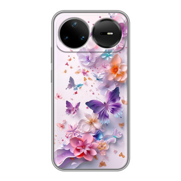 Силиконовый чехол на Huawei Nova 15 Pro с принтом цветы бабочки