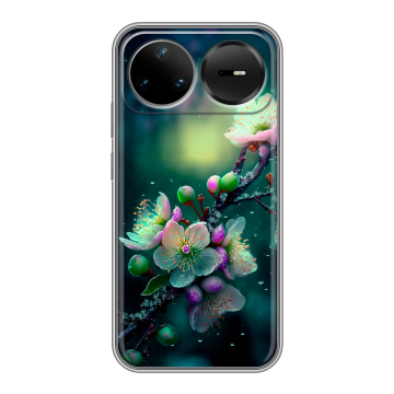 Силиконовый чехол на Huawei Nova 15 Pro с принтом Цветы и мрамор