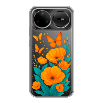 Силиконовый чехол на Huawei Nova 15 Pro с принтом цветы бабочки Силиконовый чехол на Huawei Nova 15 Pro с принтом цветы бабочки