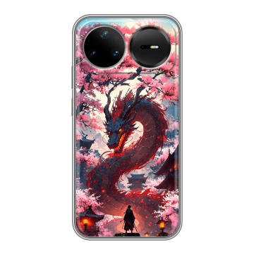 Силиконовый чехол на Huawei Nova 15 Pro с принтом Дракон Японский Силиконовый чехол на Huawei Nova 15 Pro с принтом Дракон Японский