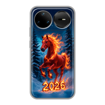 Силиконовый чехол на Huawei Nova 15 Pro с принтом Новый год коня Силиконовый чехол на Huawei Nova 15 Pro с принтом Новый год коня
