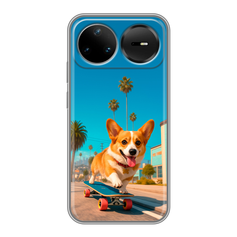 Силиконовый чехол на Huawei Nova 15 Pro с принтом Корги на скейте Силиконовый чехол на Huawei Nova 15 Pro с принтом Корги на скейте