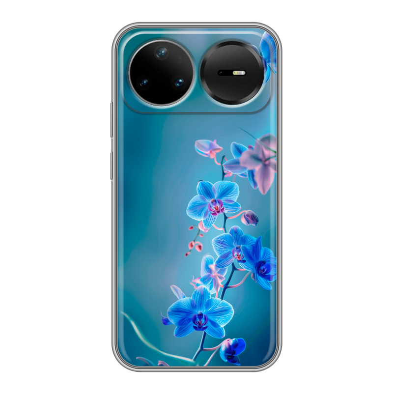 Силиконовый чехол на Huawei Nova 15 Pro с принтом Голубые цветы Силиконовый чехол на Huawei Nova 15 Pro с принтом Голубые цветы