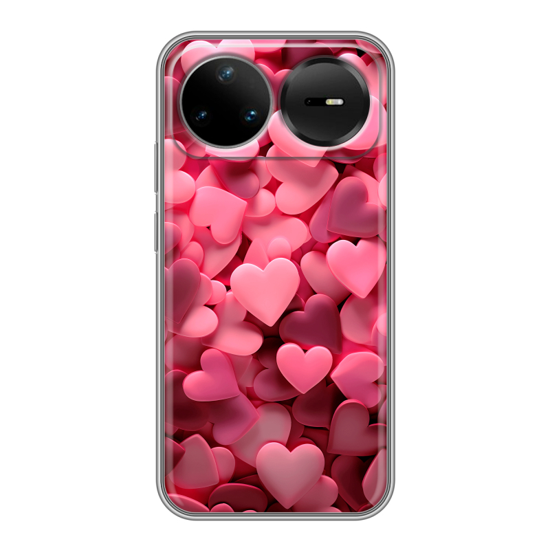 Силиконовый чехол на Huawei Nova 15 Pro с принтом розовые сердечки Силиконовый чехол на Huawei Nova 15 Pro с принтом розовые сердечки