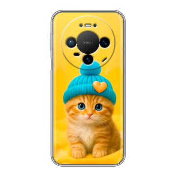 Силиконовый чехол на Huawei Mate 80 Pro с принтом Котенок в шапке Силиконовый чехол на Huawei Mate 80 Pro с принтом Котенок в шапке