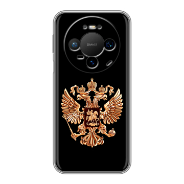 Силиконовый чехол на Huawei Mate 80 Pro с принтом Герб России золотой