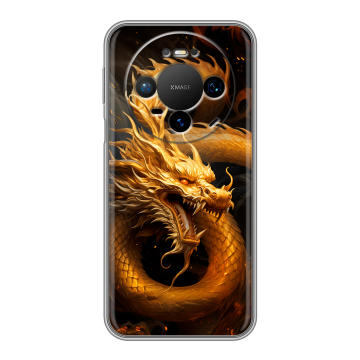 Силиконовый чехол на Huawei Mate 80 Pro с принтом Золотой дракон