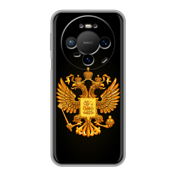 Силиконовый чехол на Huawei Mate 80 Pro с принтом Герб России желтый Силиконовый чехол на Huawei Mate 80 Pro с принтом Герб России желтый