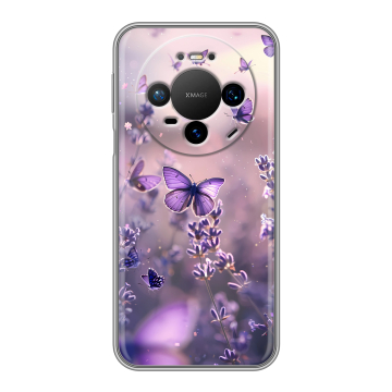 Силиконовый чехол на Huawei Mate 80 Pro с принтом бабочки и лаванда Силиконовый чехол на Huawei Mate 80 Pro с принтом бабочки и лаванда