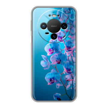 Силиконовый чехол на Huawei Mate 80 Pro с принтом голубые орхидеи