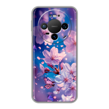 Силиконовый чехол на Huawei Mate 80 Pro с принтом цветы бабочки Силиконовый чехол на Huawei Mate 80 Pro с принтом цветы бабочки