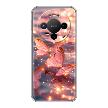 Силиконовый чехол на Huawei Mate 80 Pro с принтом бабочки розовые Силиконовый чехол на Huawei Mate 80 Pro с принтом бабочки розовые