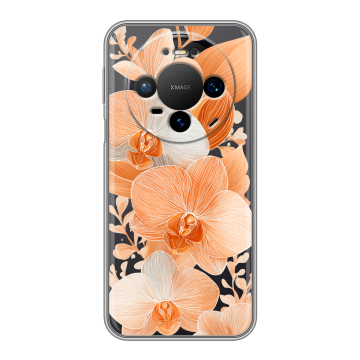 Силиконовый чехол на Huawei Mate 80 Pro с принтом Бежевые цветы