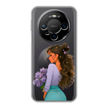 Силиконовый чехол на Huawei Mate 80 Pro с принтом девушка цветы Силиконовый чехол на Huawei Mate 80 Pro с принтом девушка цветы
