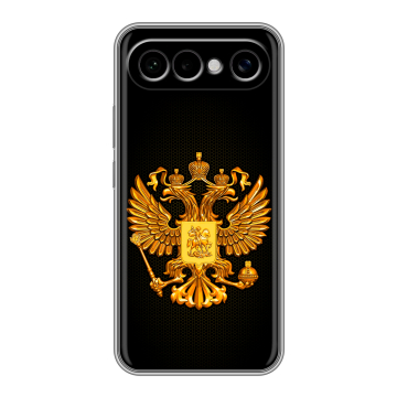 Силиконовый чехол на Vivo X300 FE с принтом Герб России желтый Силиконовый чехол на Vivo X300 FE с принтом Герб России желтый