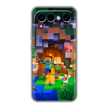 Силиконовый чехол на Vivo X300 FE с принтом Майнкрафт Minecraft