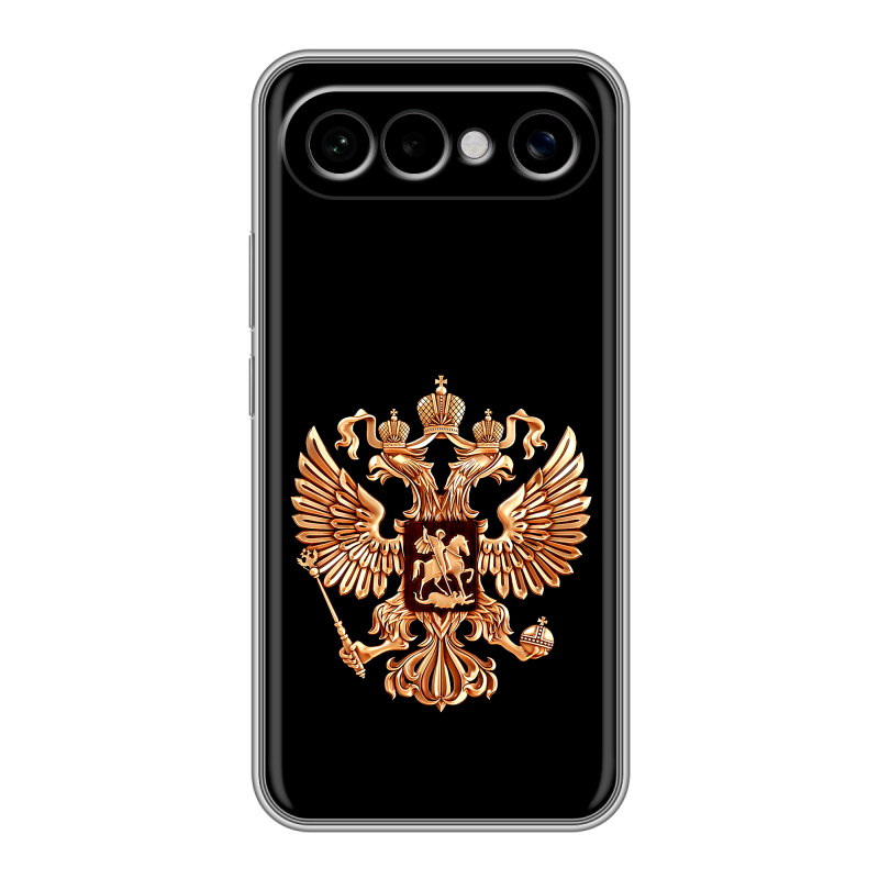 Силиконовый чехол на Vivo X300 FE с принтом Герб России золотой Силиконовый чехол на Vivo X300 FE с принтом Герб России золотой