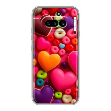 Силиконовый чехол на Nothing Phone (4a) с принтом Сердечки