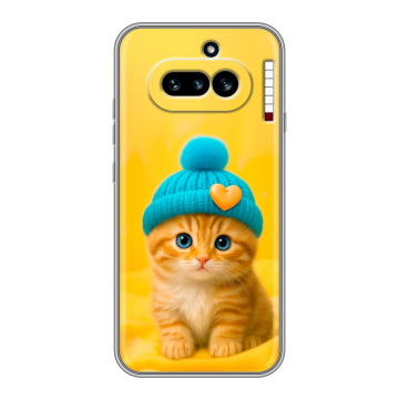 Силиконовый чехол на Nothing Phone (4a) с принтом Котенок в шапке Силиконовый чехол на Nothing Phone (4a) с принтом Котенок в шапке
