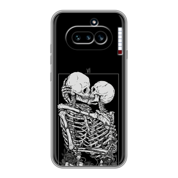 Силиконовый чехол на Nothing Phone (4a) с принтом Поцелуй скелетов