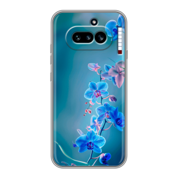 Силиконовый чехол на Nothing Phone (4a) с принтом Голубые цветы