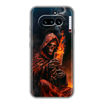 Силиконовый чехол на Nothing Phone (4a) с принтом Скелет и карты Силиконовый чехол на Nothing Phone (4a) с принтом Скелет и карты