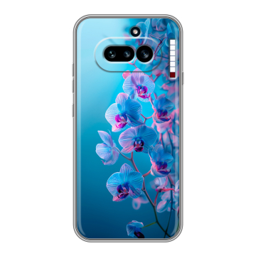 Силиконовый чехол на Nothing Phone (4a) с принтом голубые орхидеи Силиконовый чехол на Nothing Phone (4a) с принтом голубые орхидеи