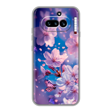 Силиконовый чехол на Nothing Phone (4a) с принтом цветы бабочки Силиконовый чехол на Nothing Phone (4a) с принтом цветы бабочки