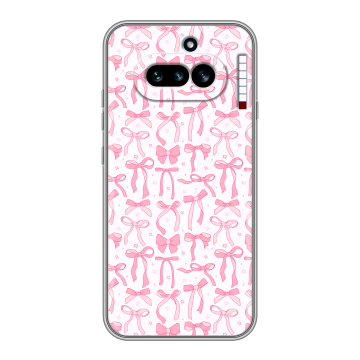 Силиконовый чехол на Nothing Phone (4a) с принтом Розовые бантики Силиконовый чехол на Nothing Phone (4a) с принтом Розовые бантики