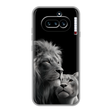 Силиконовый чехол на Nothing Phone (4a) с принтом Лев кошки Силиконовый чехол на Nothing Phone (4a) с принтом Лев кошки