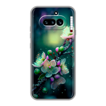 Силиконовый чехол на Nothing Phone (4a) с принтом Цветы и мрамор Силиконовый чехол на Nothing Phone (4a) с принтом Цветы и мрамор