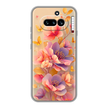 Силиконовый чехол на Nothing Phone (4a) с принтом Цветы и бабочки Силиконовый чехол на Nothing Phone (4a) с принтом Цветы и бабочки