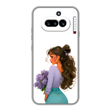 Силиконовый чехол на Nothing Phone (4a) с принтом девушка цветы Силиконовый чехол на Nothing Phone (4a) с принтом девушка цветы