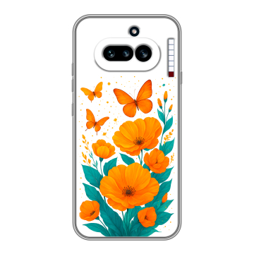 Силиконовый чехол на Nothing Phone (4a) с принтом цветы бабочки Силиконовый чехол на Nothing Phone (4a) с принтом цветы бабочки
