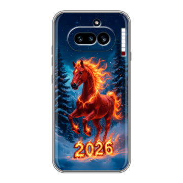 Силиконовый чехол на Nothing Phone (4a) с принтом Новый год коня Силиконовый чехол на Nothing Phone (4a) с принтом Новый год коня