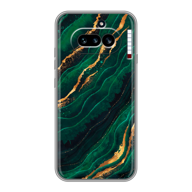 Силиконовый чехол на Nothing Phone (4a) с принтом Мрамор зеленое золото Силиконовый чехол на Nothing Phone (4a) с принтом Мрамор зеленое золото