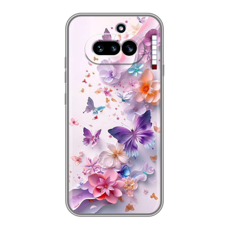 Силиконовый чехол на Nothing Phone (4a) с принтом цветы бабочки Силиконовый чехол на Nothing Phone (4a) с принтом цветы бабочки